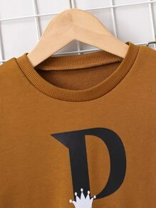 SHEIN Garçon Sweat-shirt à lettres & Pantalon de survêtement - Multicolore - Voir 5