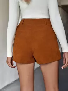 Chiquease Chân váy nhung trơn - màu nâu - Xem 2