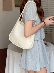 極簡風格單肩包帶內袋 - 米色 - 查看 3