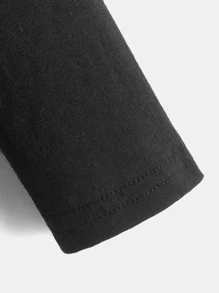 SHEIN 小男童標語圖案印花T恤 - 黑色 - 查看 3