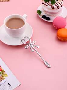 1支不銹鋼蝴蝶結形狀勺子 - 銀色 - 查看 1