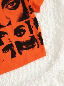 SHEIN ICON 90s Figure Graphic Y2k Crop T-Shirt - Orange - View 6