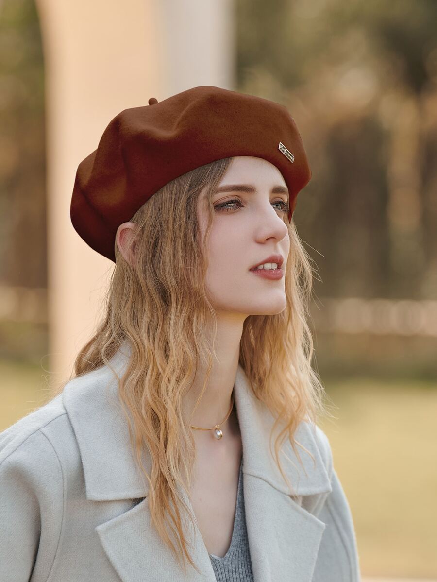LEAJOURNO. 1頂針織貝雷帽,適用於女性/男性,復古且時尚的畫家帽,秋/冬季時尚優雅