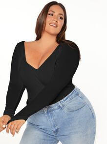 SHEIN BASICS Camiseta unicolor forma ajustada