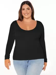 SHEIN BASICS Camiseta unicolor forma ajustada