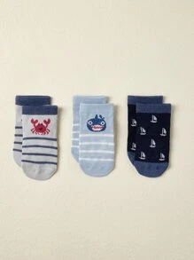 Bộ 3 đôi tất chống trượt, thiết kế dễ thương, thích hợp mang hàng ngày. - Nhiều màu - Xem 2