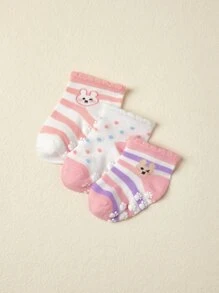 3pairs Baby Cartoon Graphic Socks