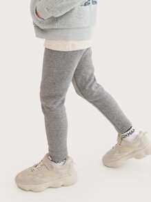 小女童雜色針織保暖緊身打底褲