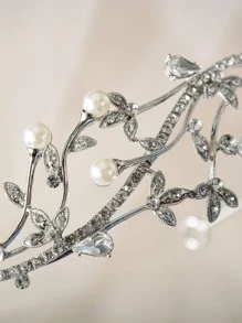 Pha lê Lá cây & Đồ trang trí Ngọc Trai giả băng đô cô dâu Thanh lịch - Bạc - Xem 6