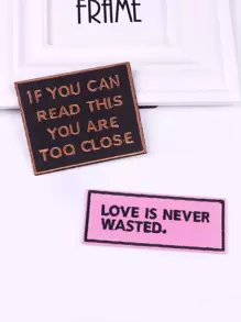 2入組標語繡花DIY貼布 - 彩色 - 查看 1