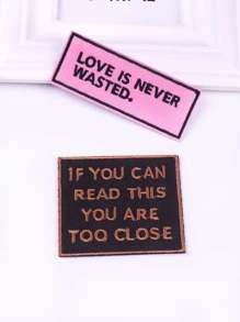 2入組標語繡花DIY貼布 - 彩色 - 查看 2