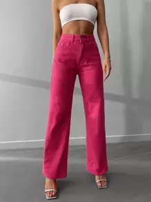 RueChic Zip Fly Slant Pocket Jeans - Pink - View 3