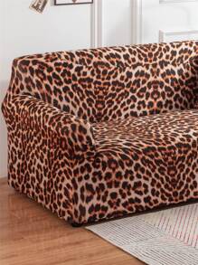 Leopard Print Stretchy Sofa Slipcover - Multicolor - View 2