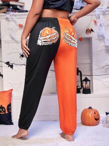 Hơn Halloween Hai âm Quả bí ngô & Bộ xương In tay Quần ngủ - Nhiều màu - Xem 1