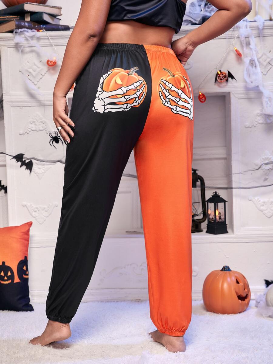 Hơn Halloween Hai âm Quả bí ngô & Bộ xương In tay Quần ngủ - Nhiều màu - Xem 1