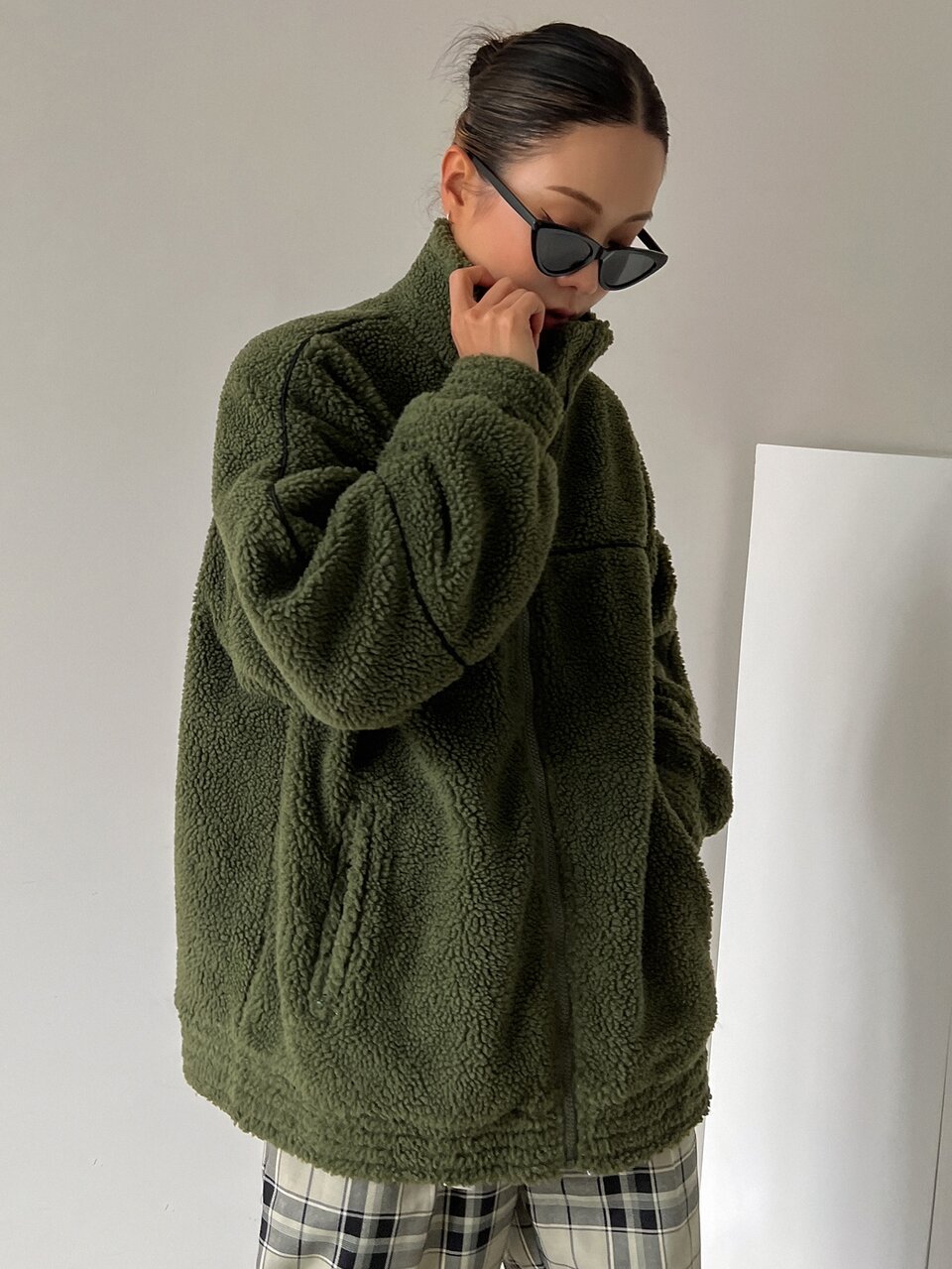Drop Shoulder Slant Pockets Teddy Jacket