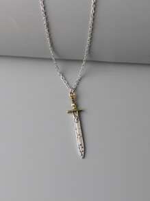 Fashionable and Popular Men Sword Charm Necklace Alloy for Jewelry Gift and for a Stylish Look - Antique Silver - View 1