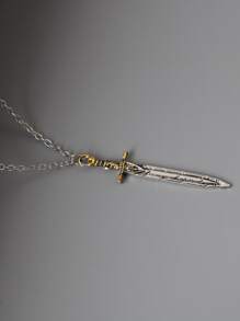 Fashionable and Popular Men Sword Charm Necklace Alloy for Jewelry Gift and for a Stylish Look - Antique Silver - View 2