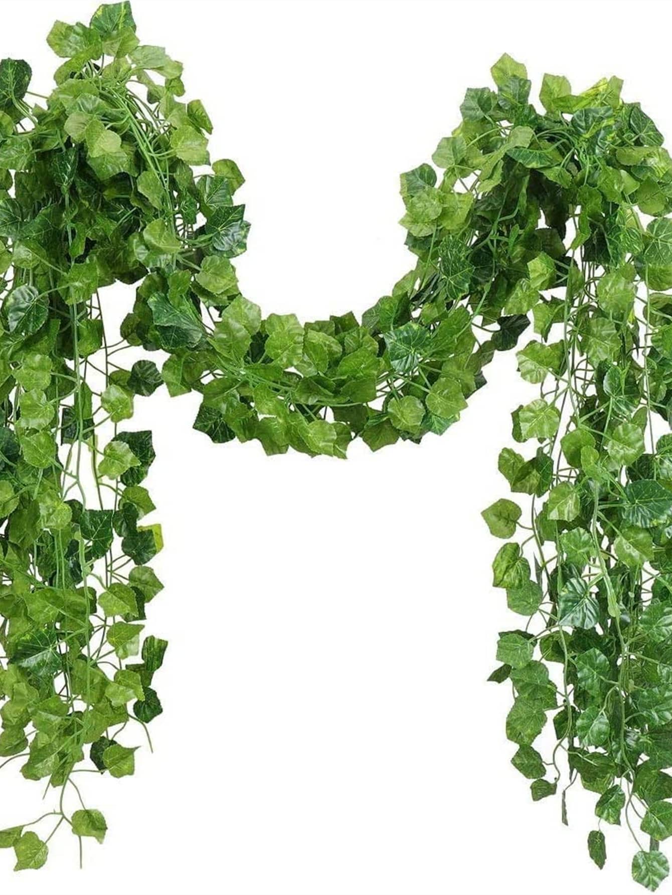 12件套人造常春藤花环，绿色仿真葡萄叶藤蔓花环，适用于家居卧室墙面装饰、婚礼派对房间装饰、情人节母亲节礼物、户外花园春季庭院装饰、送给女性、女士、教师的礼物 - 綠色 - 查看 1