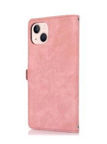 婴儿粉色单件装翻盖钱包式可折叠真皮手机壳，带卡槽，防摔防震，兼容 15 Pro Max和Galaxy S24 Ultra，国际版，非国内版 - 淺粉色 - 查看 2