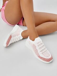 Cuccoo 條紋針織前綁帶跑步鞋