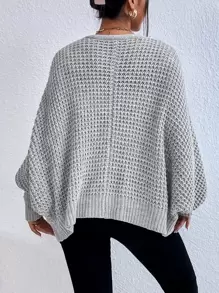 SHEIN Privé Batwing Sleeve Duster Cardigan - Light Grey - View 2