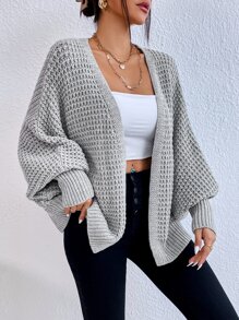 SHEIN Privé Batwing Sleeve Duster Cardigan - Light Grey - View 1
