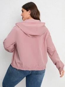 Flirla áo khoác kích thước lớn Túi Dây kéo màu trơn Giải trí - Bụi hồng - Xem 2