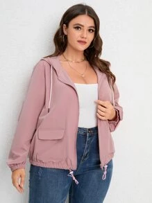 Flirla áo khoác kích thước lớn Túi Dây kéo màu trơn Giải trí - Bụi hồng - Xem 3