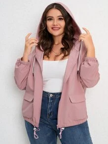 Flirla áo khoác kích thước lớn Túi Dây kéo màu trơn Giải trí - Bụi hồng - Xem 6