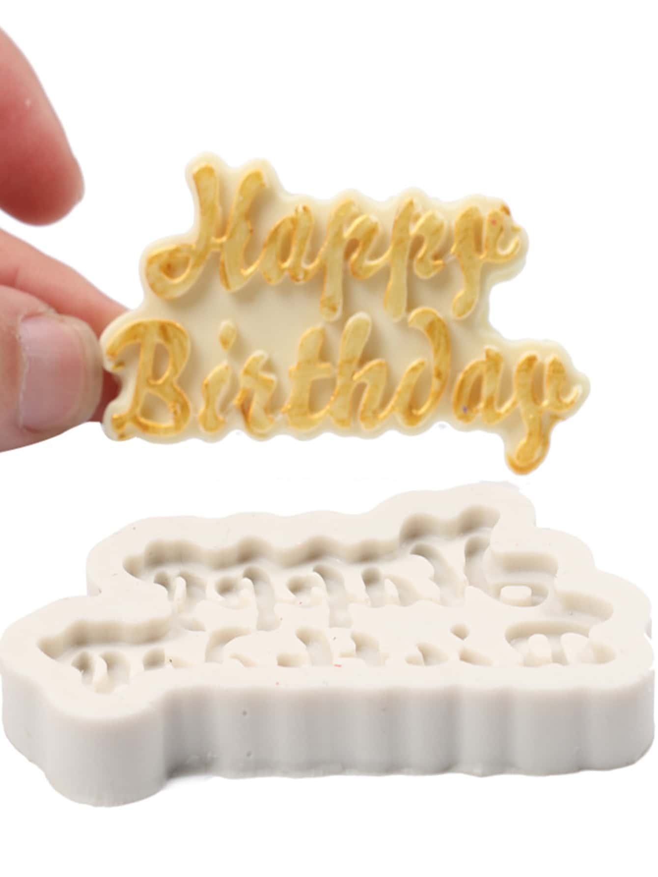 1pc Silicone Mold, Creative Letter Design White Silicone Mould, For Kitchen DIY - Light Grey - View 1
