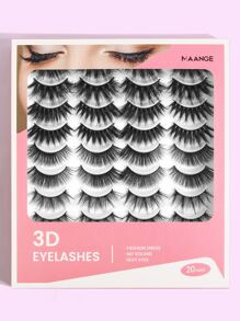 Maange 20 對自然全混合風格假睫毛,濃密捲曲蓬鬆睫毛適合派對使用漫畫睫毛,旅行必備品 - 黑色 - 查看 1