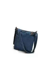 Túi đeo vai Mini Denim màu trơn, Túi đeo vai cổ điển mới của Châu Âu và Mỹ, Túi đeo chéo một bên vai bằng vải denim có túi phía trước dành cho nữ - Rửa tối - Xem 2