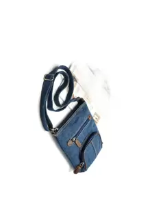 Túi đeo vai Mini Denim màu trơn, Túi đeo vai cổ điển mới của Châu Âu và Mỹ, Túi đeo chéo một bên vai bằng vải denim có túi phía trước dành cho nữ - Rửa tối - Xem 4