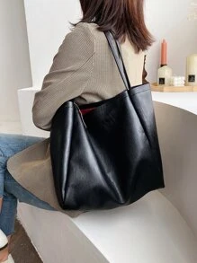 Bolso tote de hombro minimalista - Negro - Ver 1