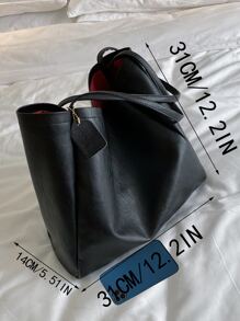 Bolso tote de hombro minimalista - Negro - Ver 3