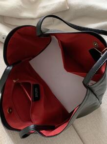 Bolso tote de hombro minimalista - Negro - Ver 4