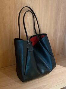 Bolso tote de hombro minimalista - Negro - Ver 5