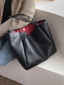 Bolso tote de hombro minimalista - Negro - Ver 6