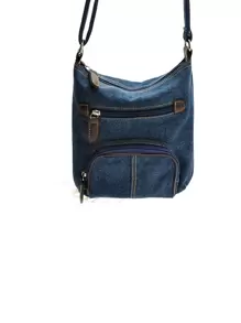 Túi đeo vai Mini Denim màu trơn, Túi đeo vai cổ điển mới của Châu Âu và Mỹ, Túi đeo chéo một bên vai bằng vải denim có túi phía trước dành cho nữ - Rửa tối - Xem 6