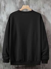 Manfinity Hombres Sudadera con estampado de póker - Negro - Ver 2