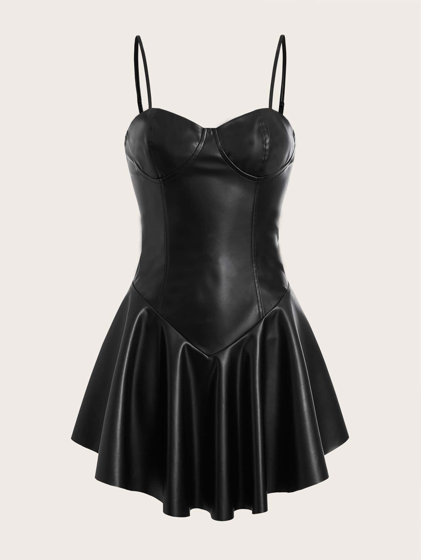 SHEIN ICON Đầm Lộ Lưng Dây kéo màu trơn Hấp dẫn - màu đen - Xem 1