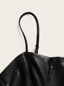 SHEIN ICON Đầm Lộ Lưng Dây kéo màu trơn Hấp dẫn - màu đen - Xem 3