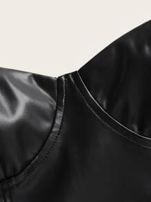 SHEIN ICON Đầm Lộ Lưng Dây kéo màu trơn Hấp dẫn - màu đen - Xem 4