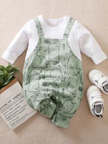 Đứa bé trai In hình con voi 2 trong1 Áo liền quần - Nhiều màu - Xem 1