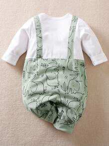 Đứa bé trai In hình con voi 2 trong1 Áo liền quần - Nhiều màu - Xem 2