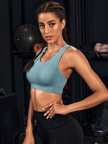 Easithlete Light Support Seamless Crisscross Back Sports Bra - Mint Blue - View 4