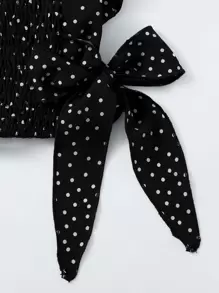 Breezaya Áo sơ mi Xù Chấm bi màu đen Boho - màu đen - Xem 4