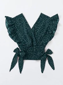 Trelyra Top de lunares bajo fruncido de sisa fruncido - Verde Oscuro - Ver 5