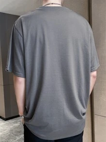 Manfinity Hypemode Men Letter Graphic Drop Shoulder Tee - Grey - View 2